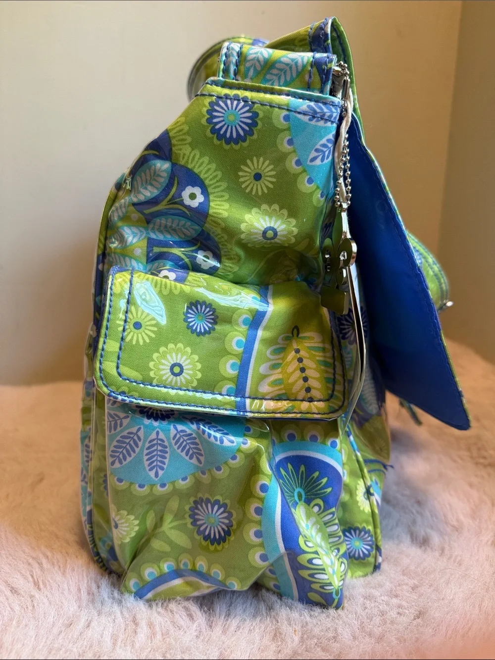 Green & Blue Paisley Kids Crossbody Bag with Matching Pouch